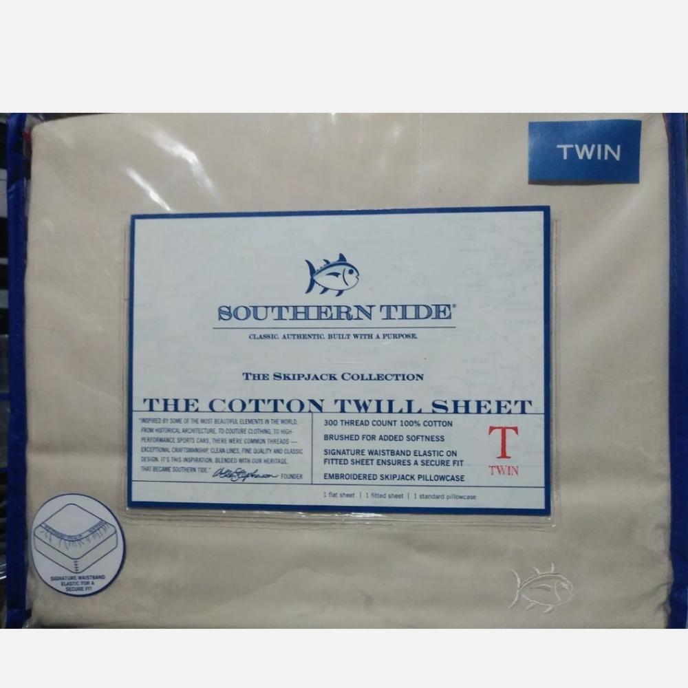 New Southern Tide Twin Size Sheet Set color Sand